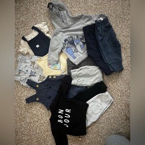 Baby Clothing Bundle in Gray, Blue, and Black